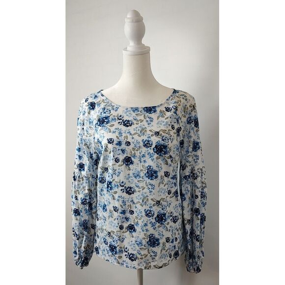 Jane and Delancey Tops - Jane and Delancey Blue Floral Peasant Top Ladies Woman XS Flared Sleeves
